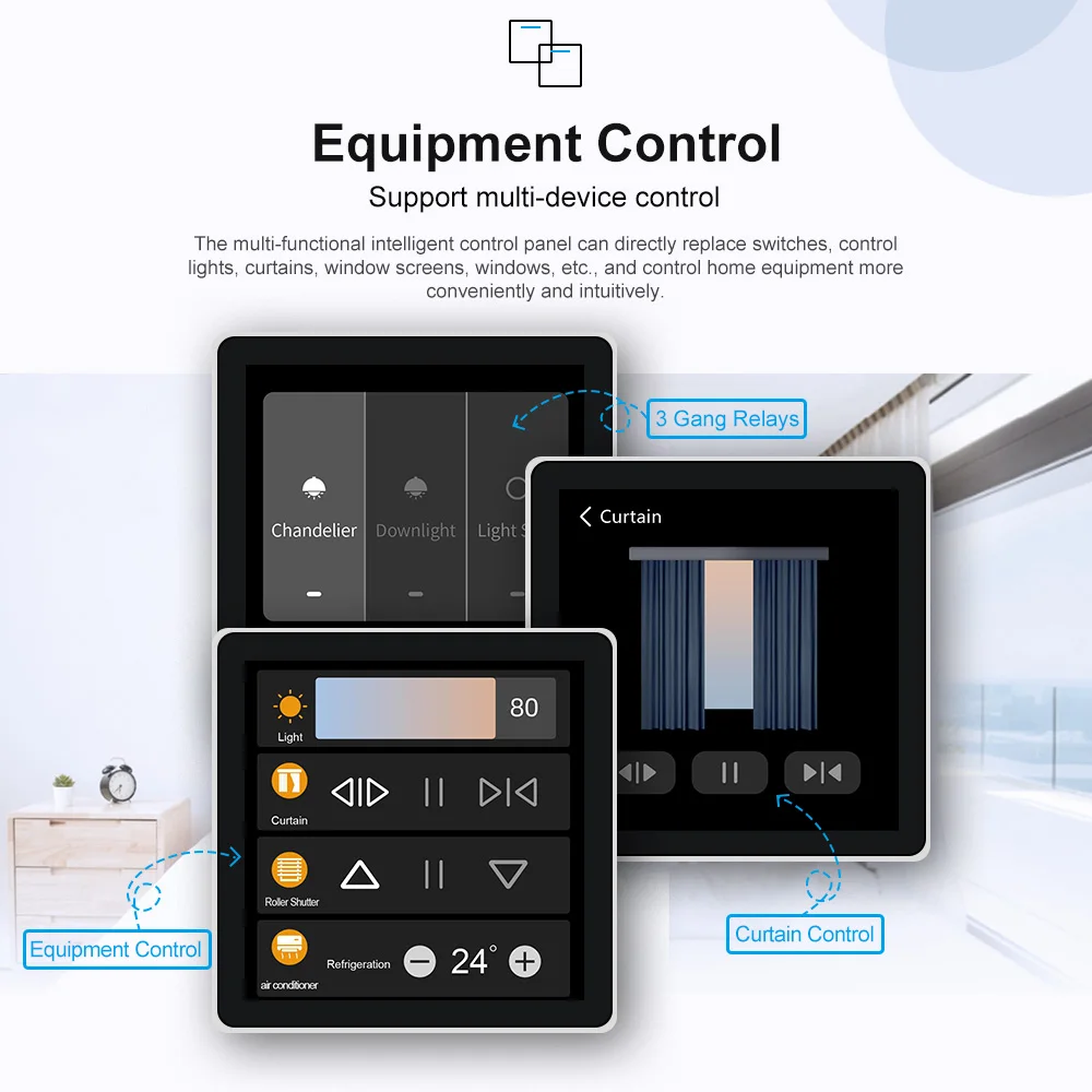In stock 2025 New Arrival Tuya Touch Screen Smart Zigbee Wall Switch with Built in 4 Way Relay Switch and Scene Switch Panel
In stock 2025 New Arrival Tuya Touch Screen Smart Zigbee Wall Switch with Built in 4 Way Relay Switch and Scene Switch Panel