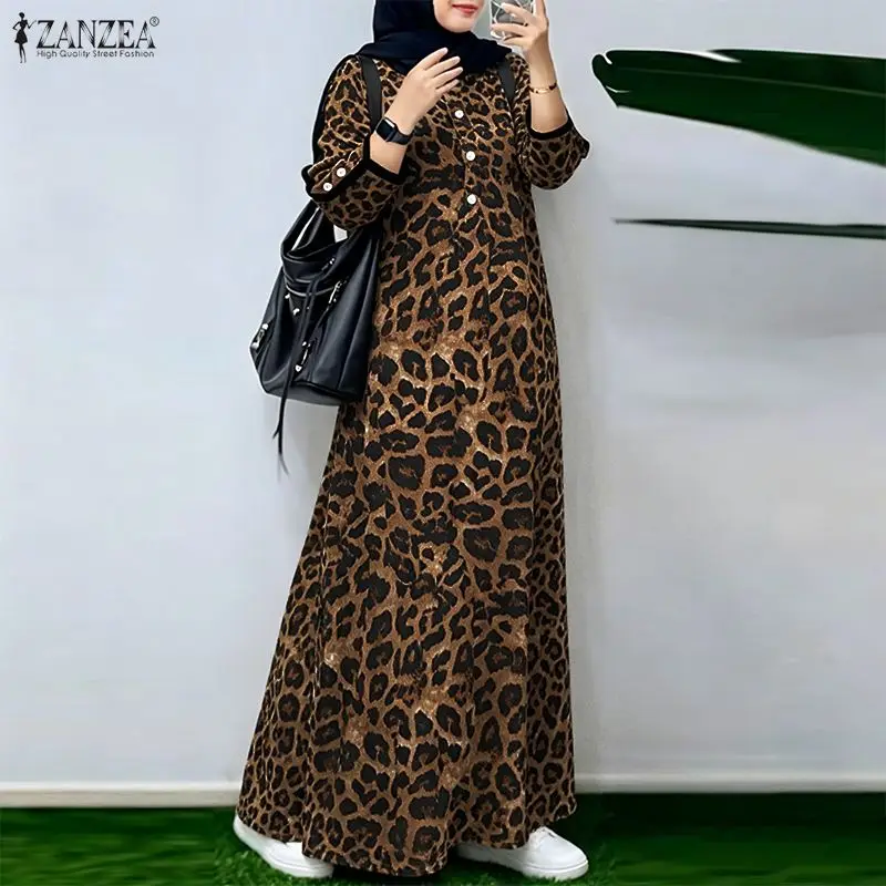 Fashion Muslim Abaya Dress 2026 ZANZEA Leopard Print Maxi Long Dress Women O Neck Full Sleeve Ramadan Sundress Loose Robe Kaftan
Fashion Muslim Abaya Dress 2026 ZANZEA Leopard Print Maxi Long Dress Women O Neck Full Sleeve Ramadan Sundress Loose Robe Kaftan