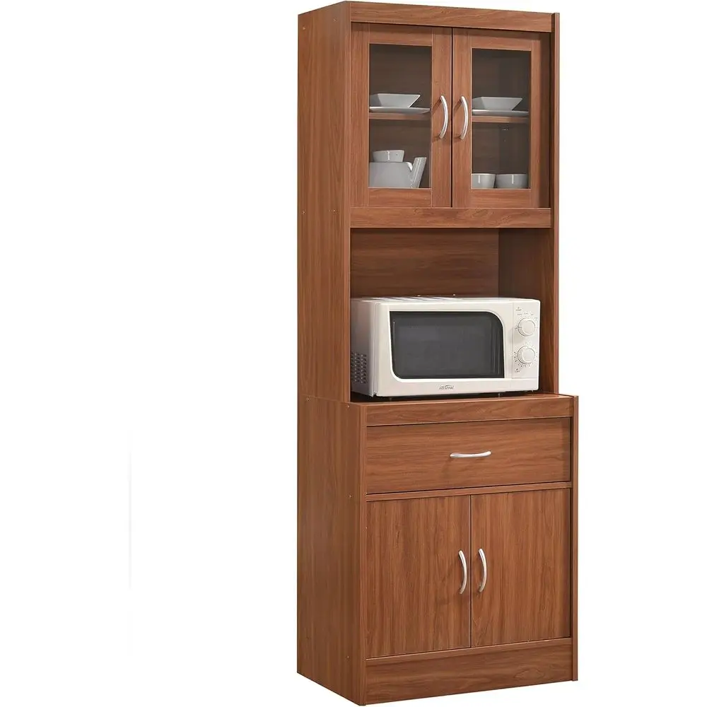 Cherry-Finish Kitchen Cabinet with Enclosed Storage and Open Shelf for Microwave
Cherry-Finish Kitchen Cabinet with Enclosed Storage and Open Shelf for Microwave