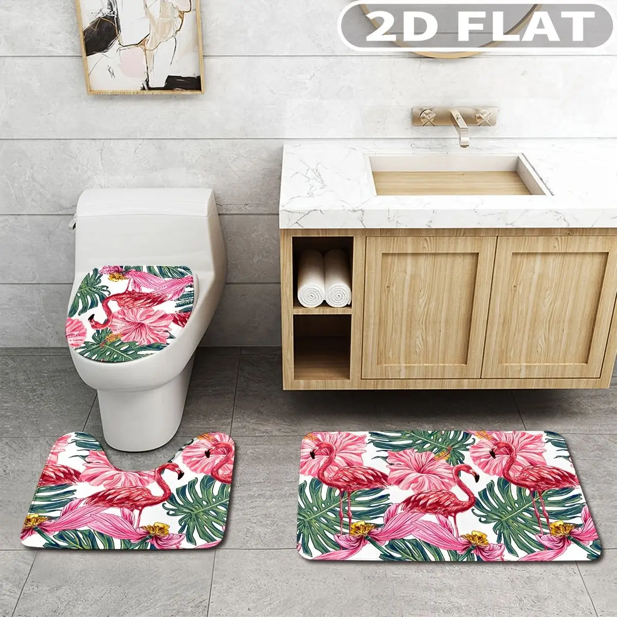 3pcs Bathroom Rug Set Flamingo Palm Leaf Tropical Flower 3pcs Bath Mats Set for Bathroom Non-Slip Cover Mat
3pcs Bathroom Rug Set Flamingo Palm Leaf Tropical Flower 3pcs Bath Mats Set for Bathroom Non-Slip Cover Mat