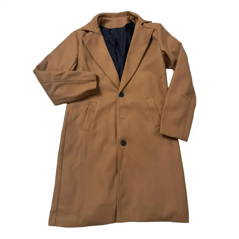 Men Long Sleeve Coat Stylish Men's Woolen Coat with Lapel Collar Pockets Mid-length Windbreaker for Autumn Winter Single
Men Long Sleeve Coat Stylish Men's Woolen Coat with Lapel Collar Pockets Mid-length Windbreaker for Autumn Winter Single