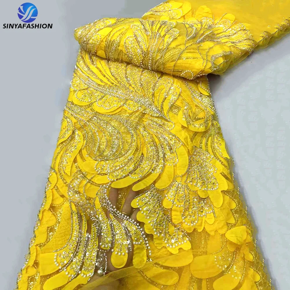 Sinya African Sequins Pearls 3D Flower Lace Fabric 2025 High Quality Luxury Embroidery Beaded Tulle Lace for Wedding Dress 11418
Sinya African Sequins Pearls 3D Flower Lace Fabric 2025 High Quality Luxury Embroidery Beaded Tulle Lace for Wedding Dress 11418