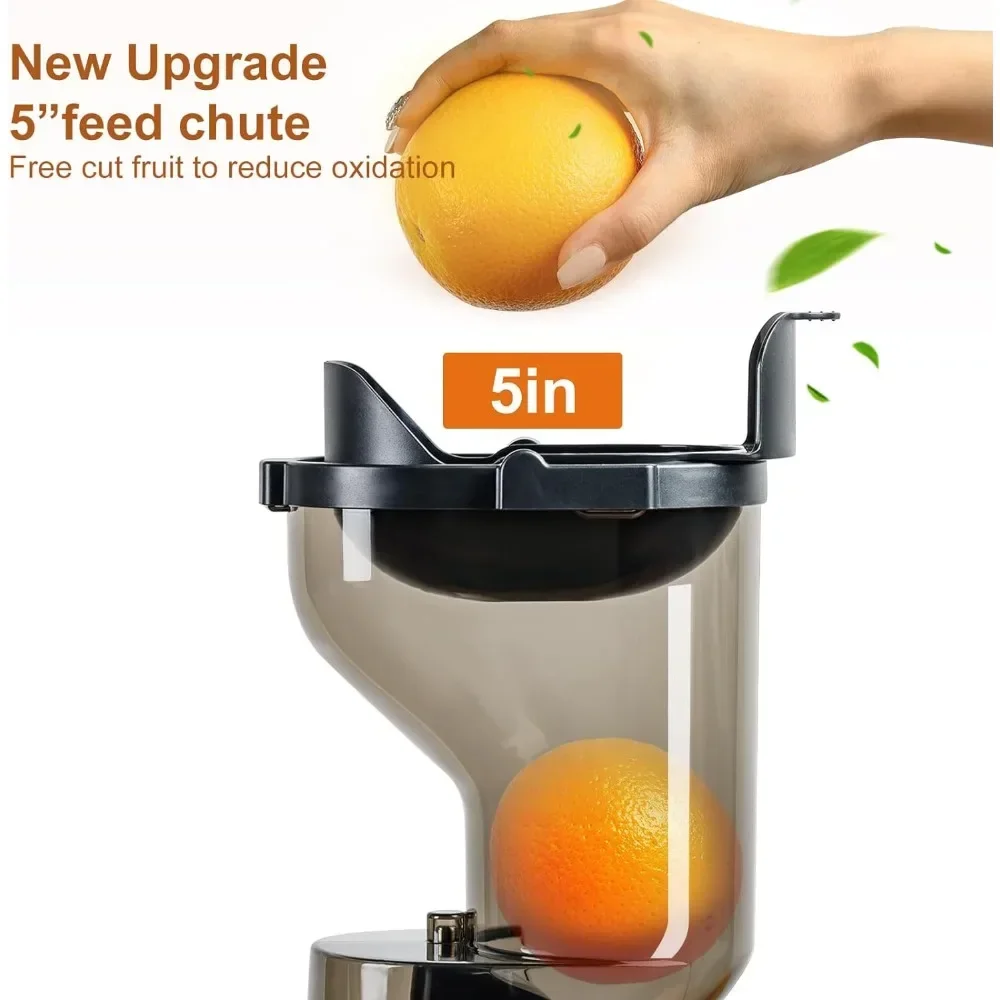 Juicer, Newly upgraded 5IN large Feed Chute Stainless steel Slow Masticating Juicer, 300w Oversized Motor Cold Press Juicer
Juicer, Newly upgraded 5IN large Feed Chute Stainless steel Slow Masticating Juicer, 300w Oversized Motor Cold Press Juicer