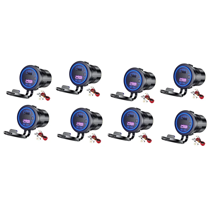 M13K-8X PD Type C USB Car Charger And QC 3.0 Quick Charger 12V Power Outlet Socket With ON/Off Switch Blue
M13K-8X PD Type C USB Car Charger And QC 3.0 Quick Charger 12V Power Outlet Socket With ON/Off Switch Blue