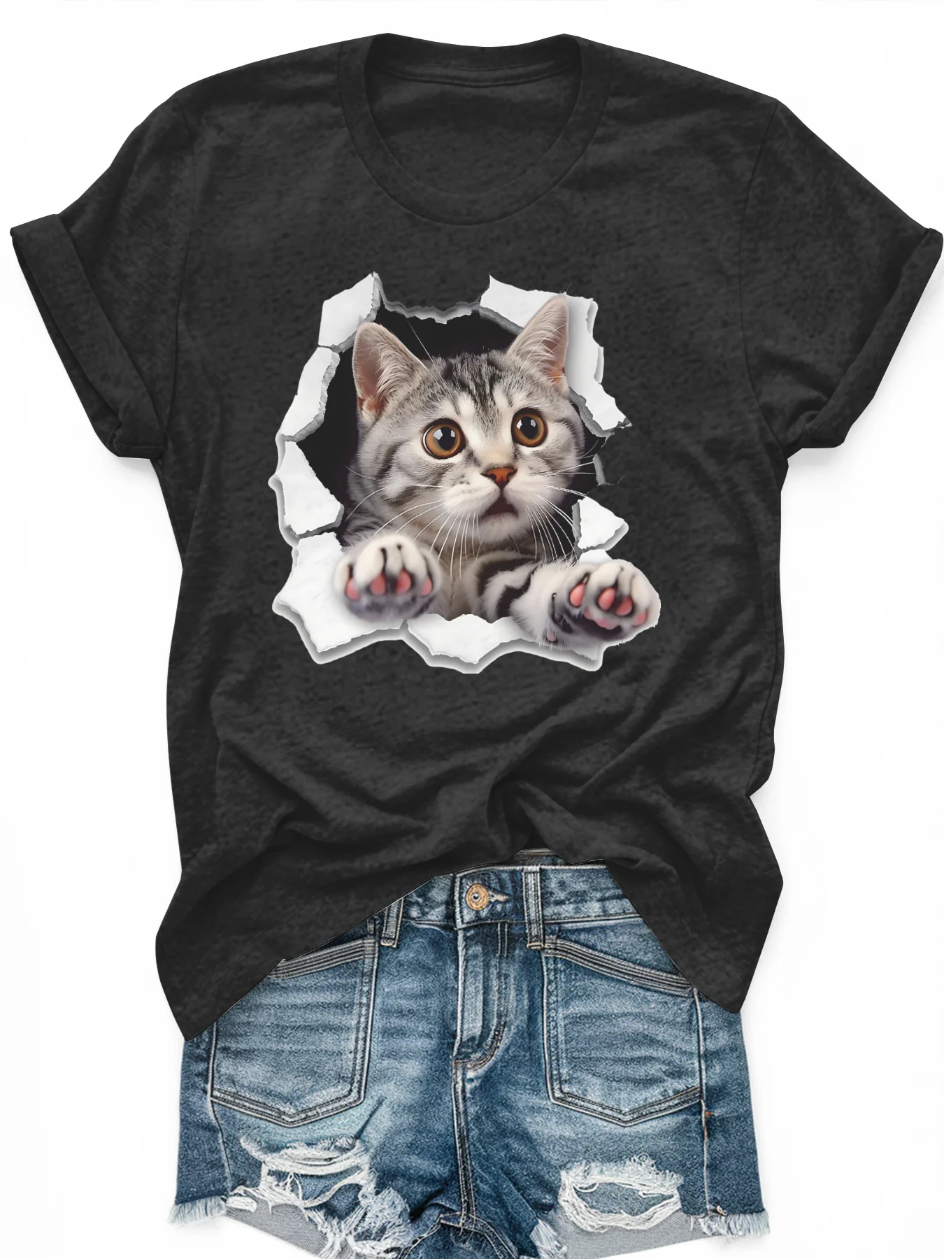 Women's large-size printed short-sleeved T-shirt, loose and casual, soft, comfortable and breathable, outdoor sports
Women's large-size printed short-sleeved T-shirt, loose and casual, soft, comfortable and breathable, outdoor sports