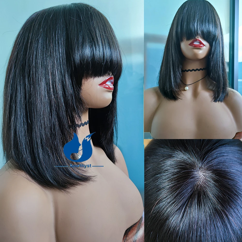 Short Layered Bob Wig Human Hair with Bangs 99j Scalp Top Layered Bob Wigs for Black Women Natural Black Short Straight Bob
Short Layered Bob Wig Human Hair with Bangs 99j Scalp Top Layered Bob Wigs for Black Women Natural Black Short Straight Bob