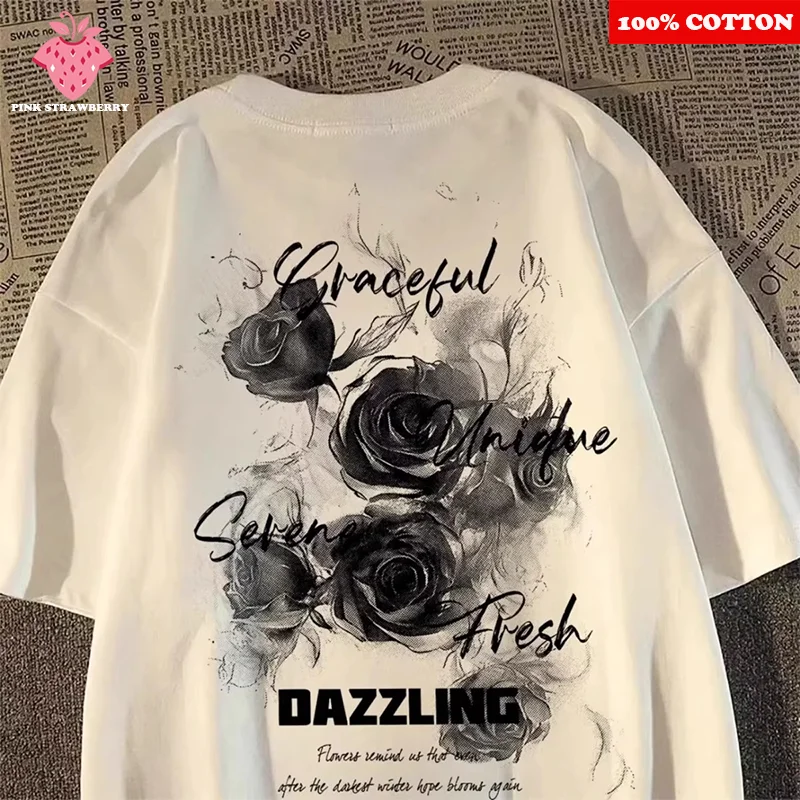 American Retro Rose Print T-shirt Men Women Summer 2025 New 100% Cotton Short sleeve T-shirt Y2k Tops Street Youth Male clothing
American Retro Rose Print T-shirt Men Women Summer 2025 New 100% Cotton Short sleeve T-shirt Y2k Tops Street Youth Male clothing