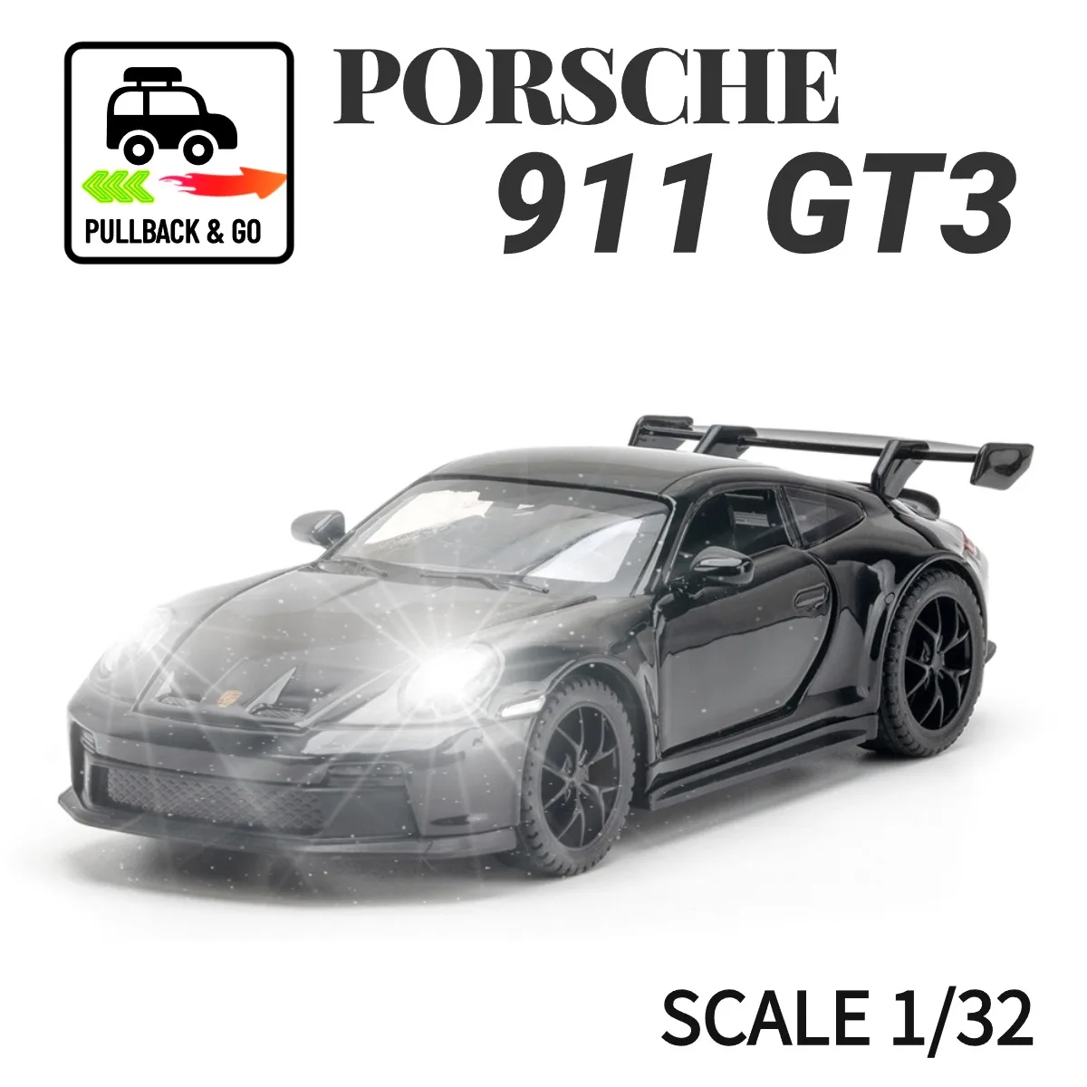 1:32 Porsche 911 GT3 Pullback Car Toy with Lights Engine Sound, Audi Mclaren Diecast Car Model Scale Replica Gift Kid Boy Toy
1:32 Porsche 911 GT3 Pullback Car Toy with Lights Engine Sound, Audi Mclaren Diecast Car Model Scale Replica Gift Kid Boy Toy