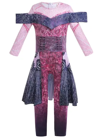 Meninas crianças descendentes 3 masculino cosplay traje evie traje crianças fantasia roupas de halloween peruca festa de aniversário fantasia