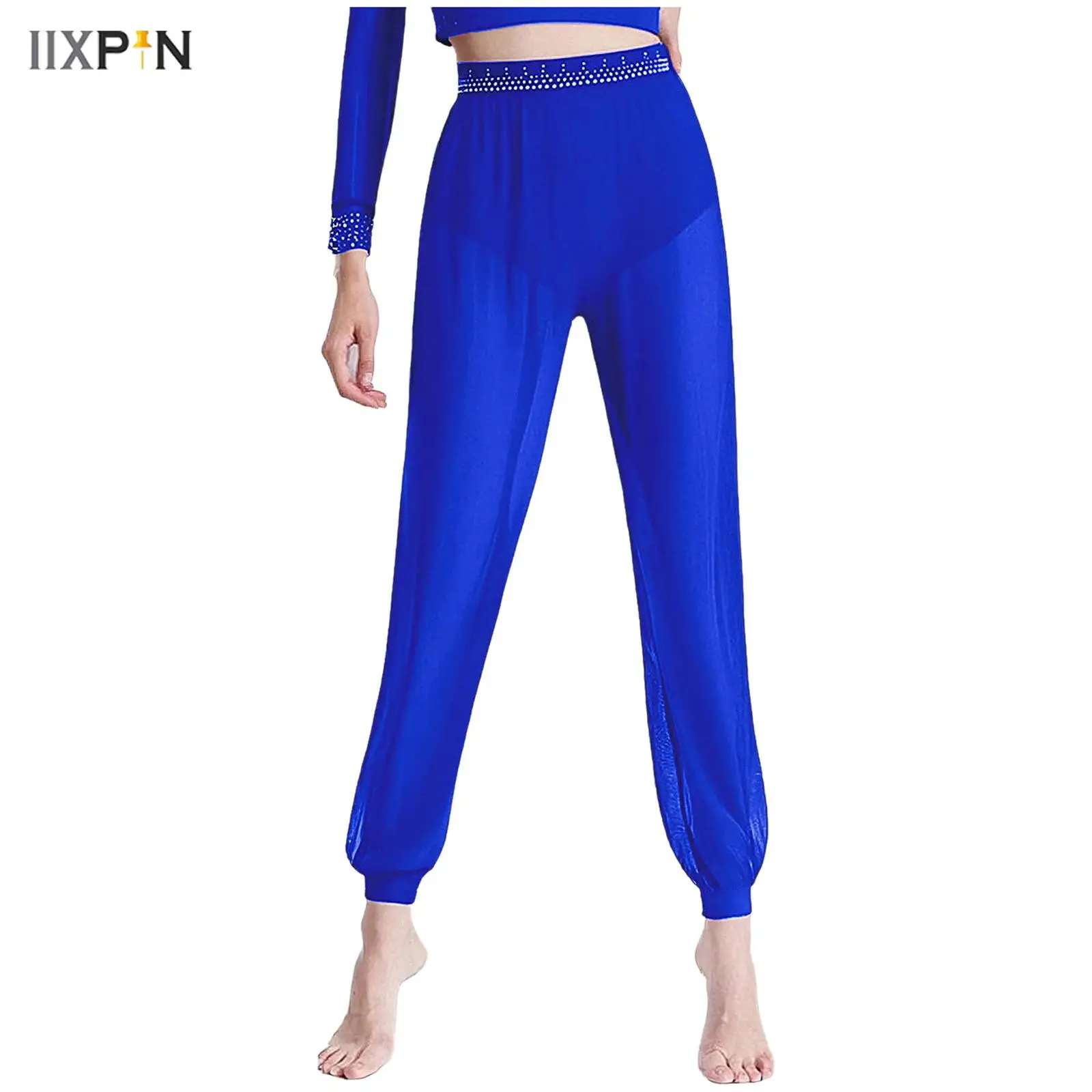 Womens Dance Pants Shiny Rhinestone Waistline Sheer Mesh Bloomers Long Pants Built-in Briefs for Belly Latin Dance Lyrical Dance
Womens Dance Pants Shiny Rhinestone Waistline Sheer Mesh Bloomers Long Pants Built-in Briefs for Belly Latin Dance Lyrical Dance