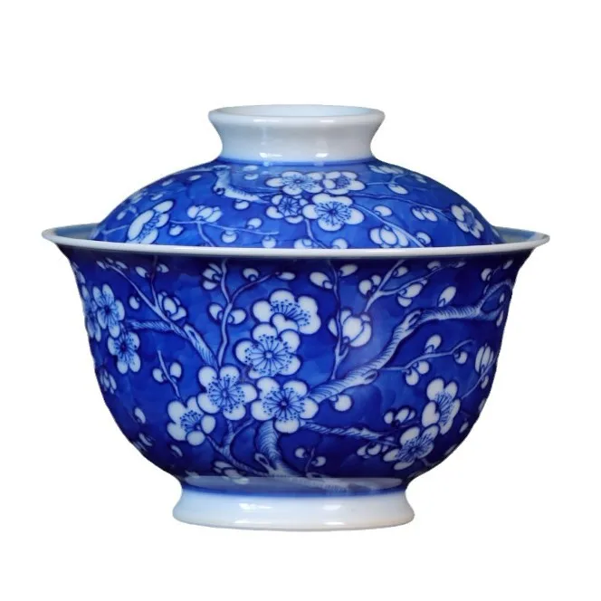 LMM hand-painted blue and white porcelain ice plum Ercai cover bowl, single high-end, Jingdezhen ceramic kung fu tea bowl
LMM hand-painted blue and white porcelain ice plum Ercai cover bowl, single high-end, Jingdezhen ceramic kung fu tea bowl