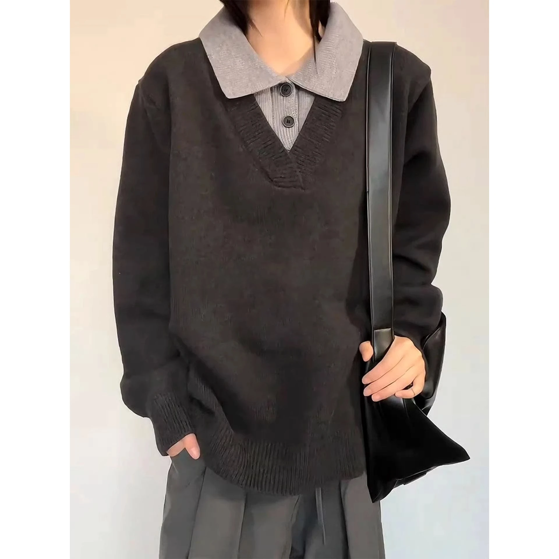 Vintage Fake Two-Piece Knitted Sweater Men Winter Lazy Sle Collar Upaded Heavyweight High Quali Couples Top
Vintage Fake Two-Piece Knitted Sweater Men Winter Lazy Sle Collar Upaded Heavyweight High Quali Couples Top