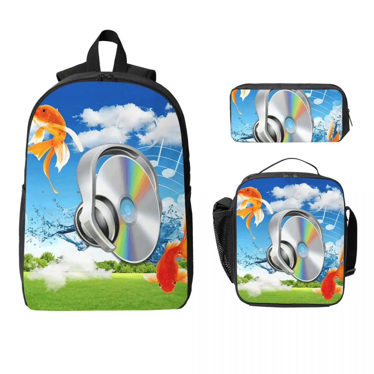 Frutiger Aero CD Listening To Music With Fish Backpack BookBag School Bag Laptop Shoulder Bags 3ps Lunch Bag Pencil Case
Frutiger Aero CD Listening To Music With Fish Backpack BookBag School Bag Laptop Shoulder Bags 3ps Lunch Bag Pencil Case