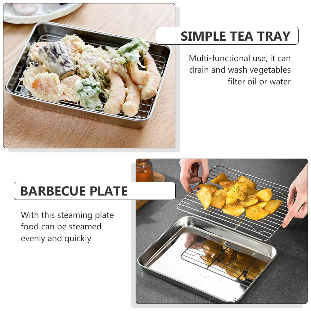 Griddle Fryer Trays Lie Net Set Pans for Oven Frying Cooling Rack Silver Stainless Steel
Griddle Fryer Trays Lie Net Set Pans for Oven Frying Cooling Rack Silver Stainless Steel