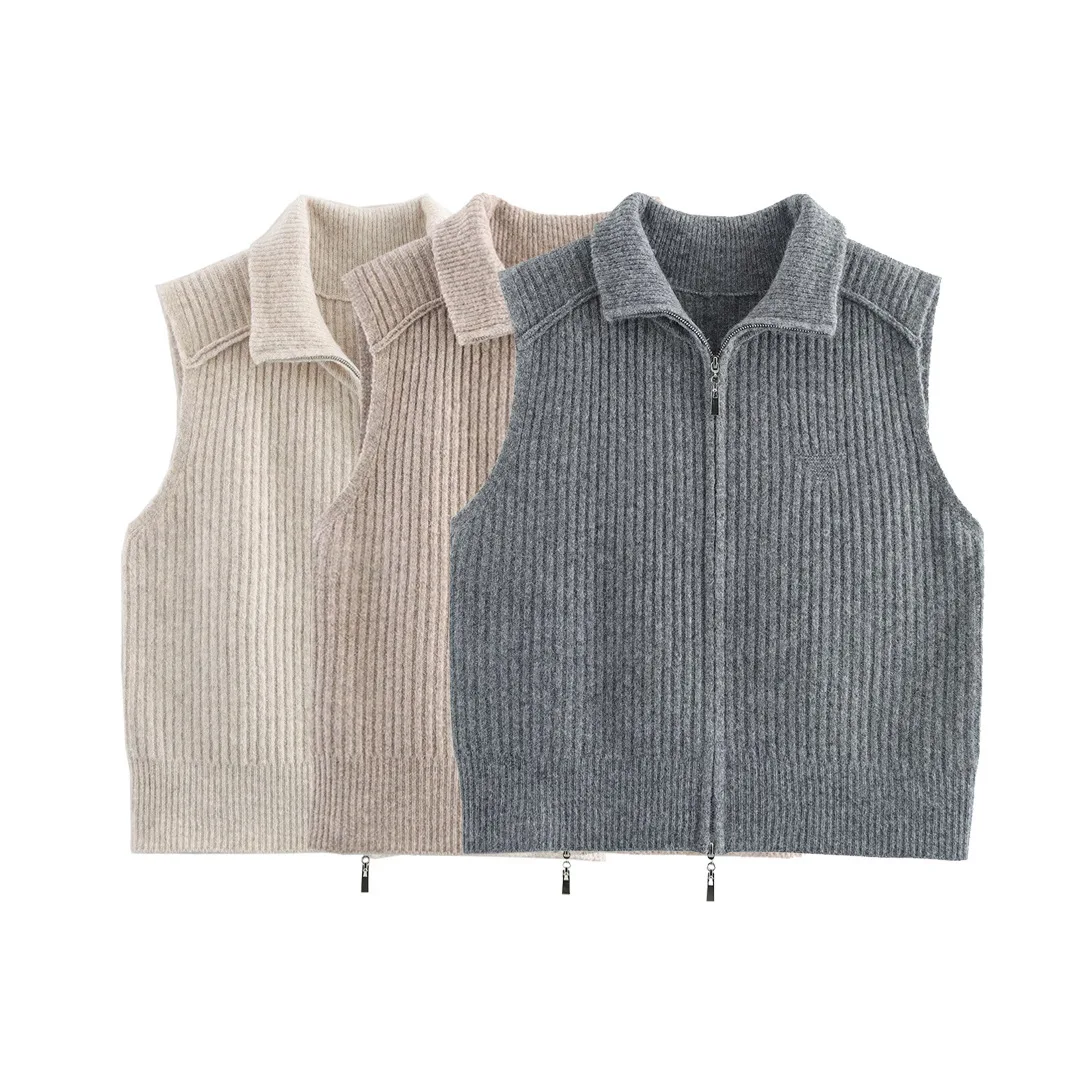 2025 Spring Double Zipper Head Pit Strip Knitted Wool Vest New Women's Cropped Knit Vest Woman Sleeveless Sweater Vest
2025 Spring Double Zipper Head Pit Strip Knitted Wool Vest New Women's Cropped Knit Vest Woman Sleeveless Sweater Vest