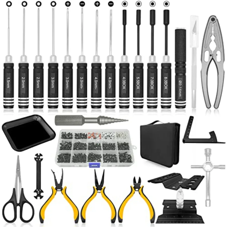 OGRC Tool Kit - Screwdriver Set Flat Phillips Hex RC Work Stand 522PCS Screw Kit Pliers Set Body Reamer Wrench Tray Repair Tool
OGRC Tool Kit - Screwdriver Set Flat Phillips Hex RC Work Stand 522PCS Screw Kit Pliers Set Body Reamer Wrench Tray Repair Tool