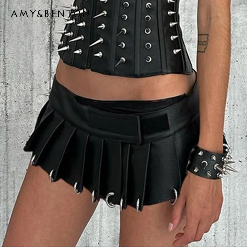 Original Punk Black Velcro One-piece Leather Skirt Personality Heavy Industry Metal Ring Buckle Hot Girl Sexy Mini Skirts Ladies
Original Punk Black Velcro One-piece Leather Skirt Personality Heavy Industry Metal Ring Buckle Hot Girl Sexy Mini Skirts Ladies