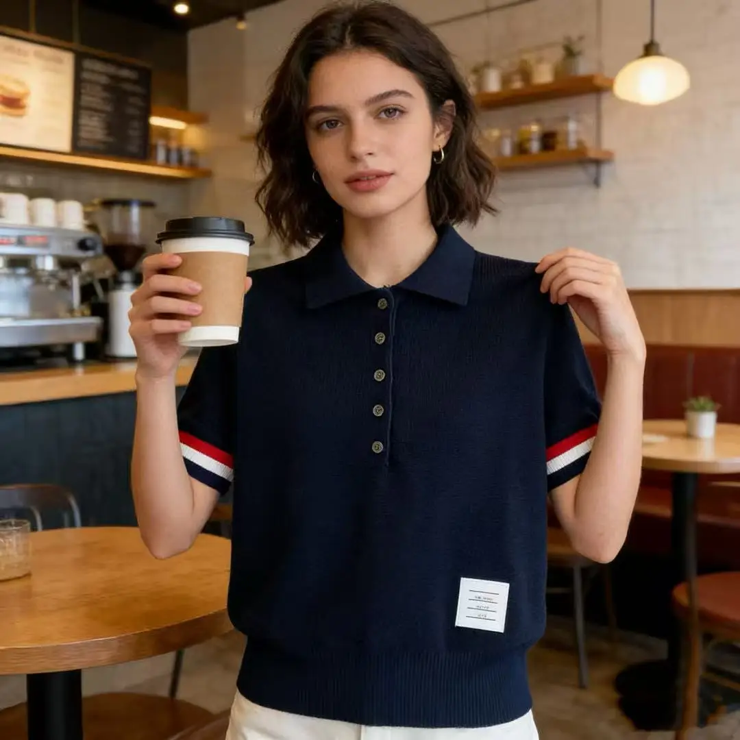 College Style Color Block Knitted Shirt Women's Summer New Simple Match All Slim Fit Short Sleeve Turn down Collar Top
College Style Color Block Knitted Shirt Women's Summer New Simple Match All Slim Fit Short Sleeve Turn down Collar Top