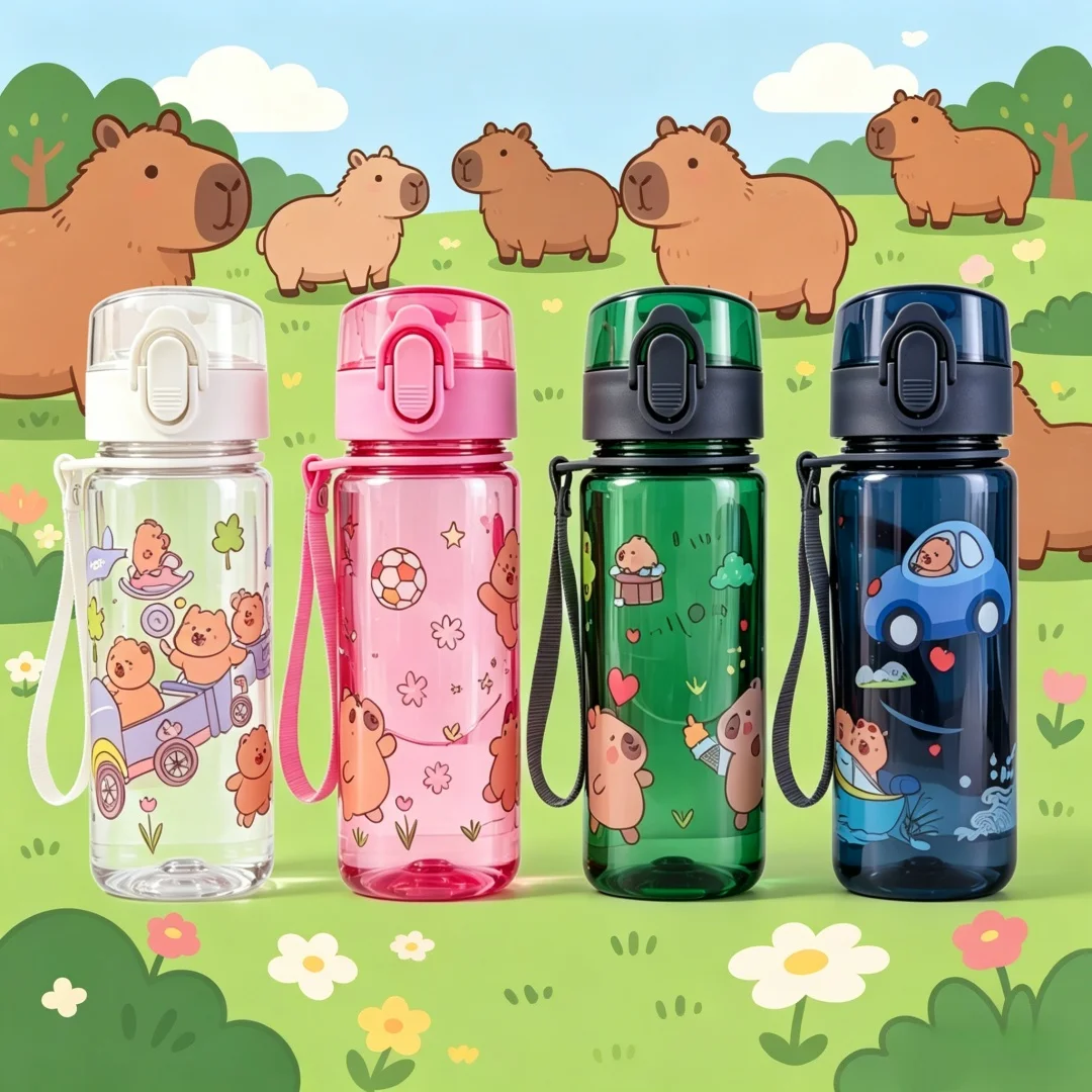 Cartoon Capybara Pattern Water Bottle, Transparent Plastic Cup for Juice Coffee Water, Durable Reusable, Cute Fun Lightweight
Cartoon Capybara Pattern Water Bottle, Transparent Plastic Cup for Juice Coffee Water, Durable Reusable, Cute Fun Lightweight