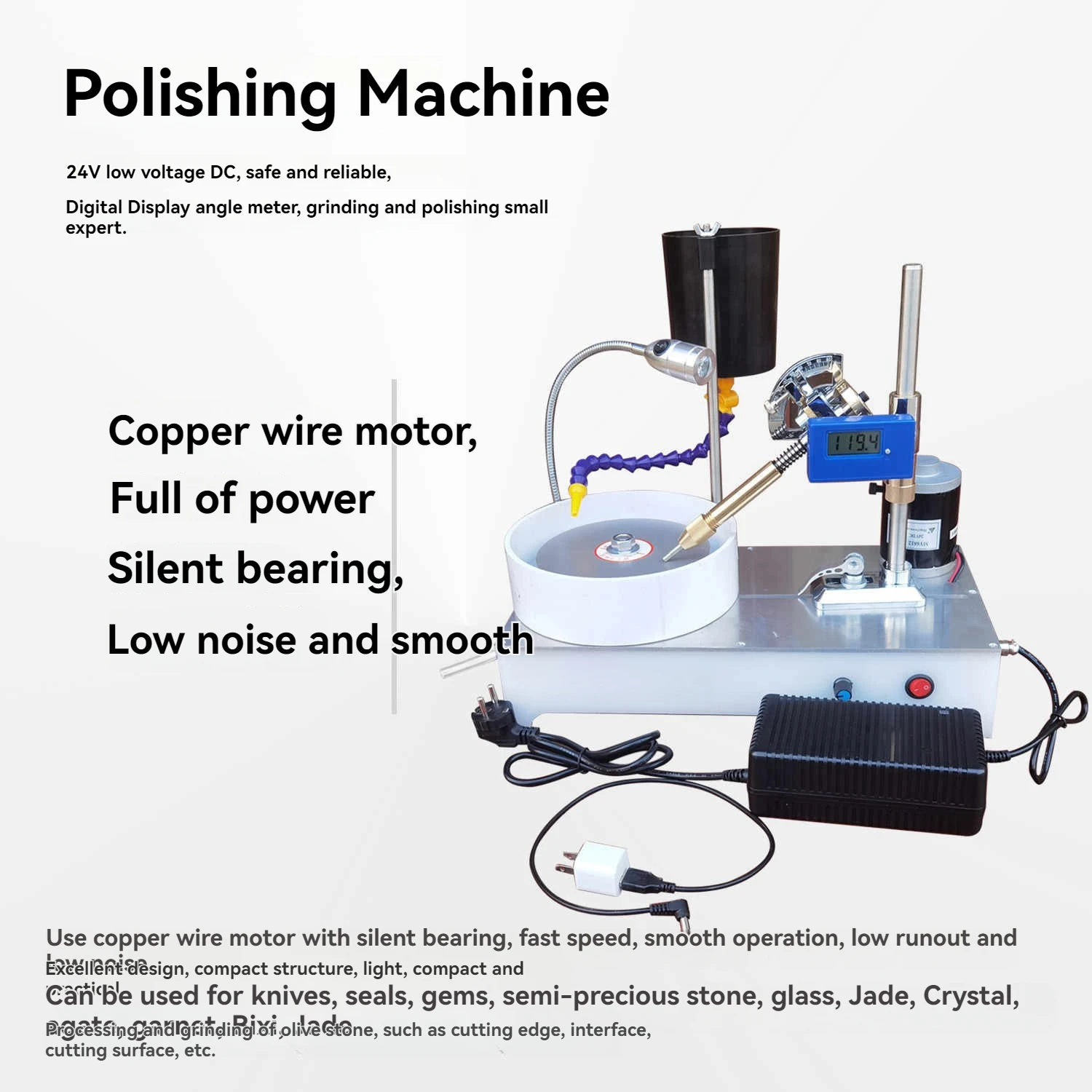 Precision Gemstone Polishing Machine, Shaping Machine, Gemstone Engraving Machine, Dc Infinite Speed Control Gemstone Angle Grin
Precision Gemstone Polishing Machine, Shaping Machine, Gemstone Engraving Machine, Dc Infinite Speed Control Gemstone Angle Grin