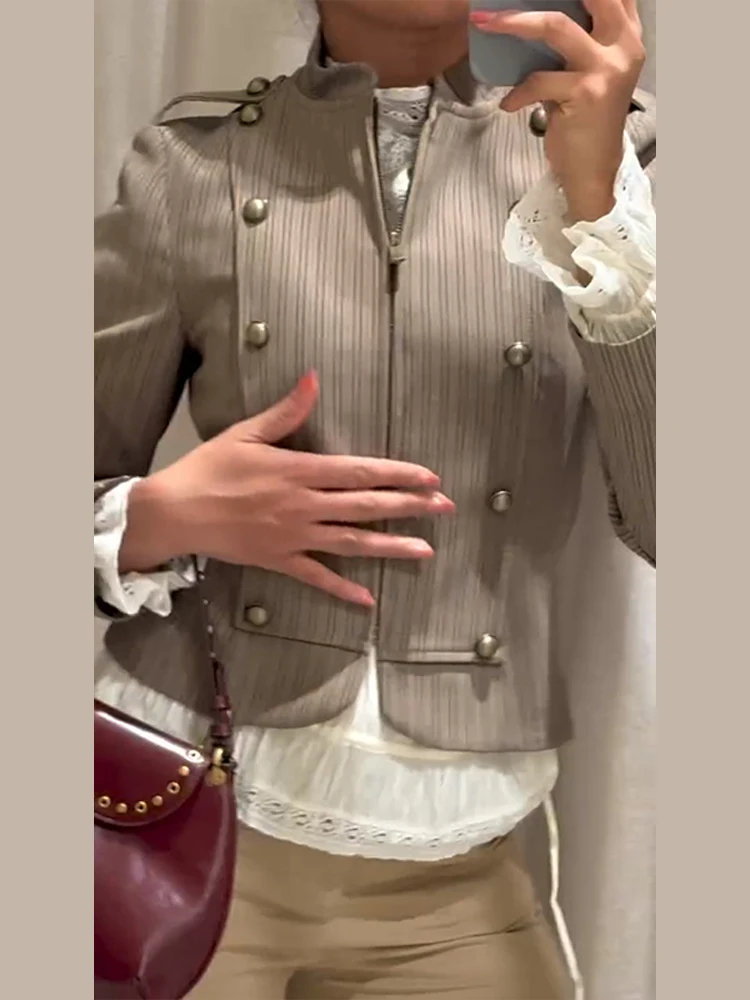 Casual Women's Striped Cropped Jacket Zipper Stand Collar Long Sleeve Slim Coat Female 2026 Spring Autumn Lady Outwears New
Casual Women's Striped Cropped Jacket Zipper Stand Collar Long Sleeve Slim Coat Female 2026 Spring Autumn Lady Outwears New