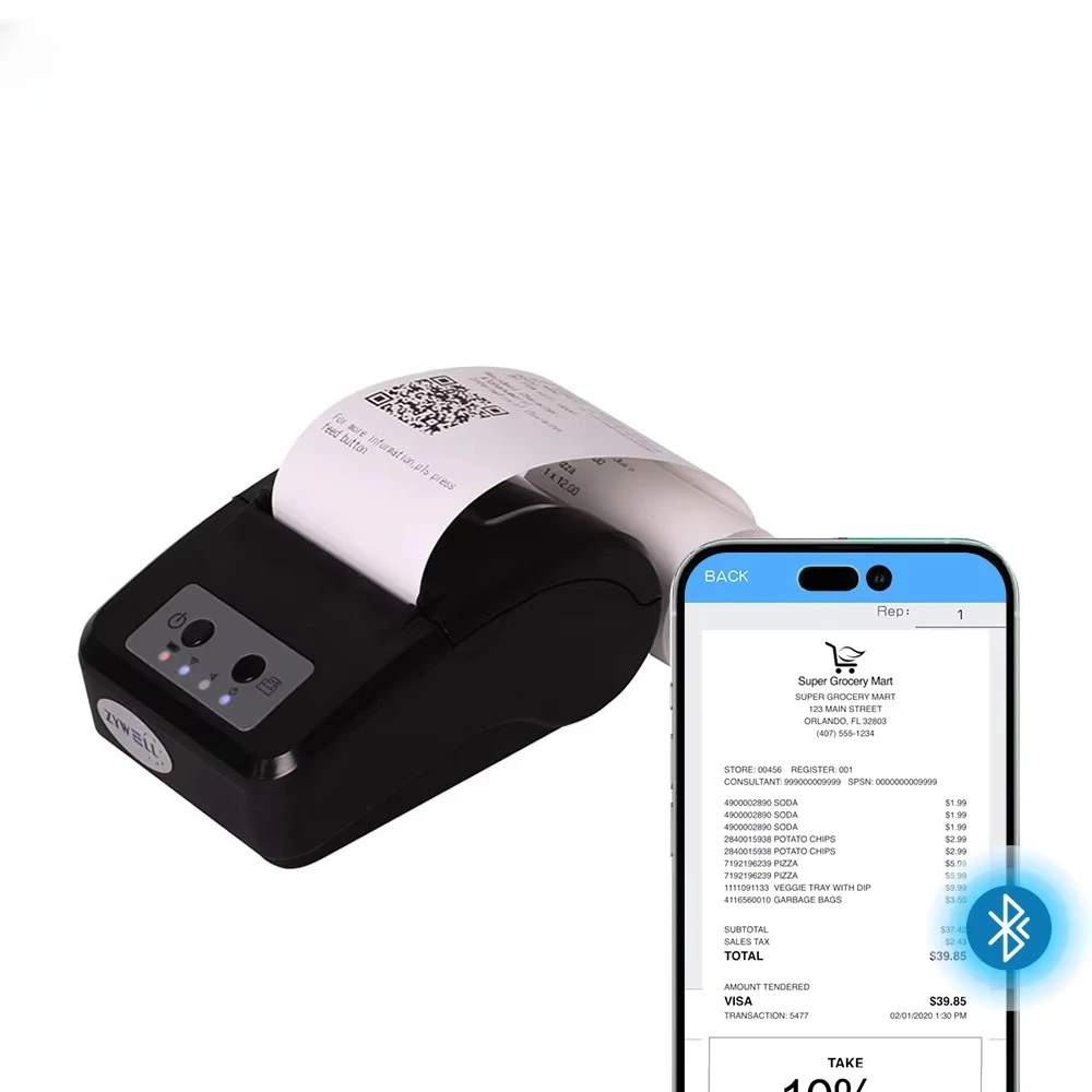 Mini Thermal Receipt Printer 58mm Pos Machine Impresora Termica Mobile Phone Pos Printer
Mini Thermal Receipt Printer 58mm Pos Machine Impresora Termica Mobile Phone Pos Printer