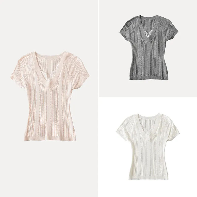 Women's Slim Fit Knitted Short Sleeve V-Neck Pure Desire Style Summer Fashion Personality T-Shirt ZADATA Brand 2026 New Arrival
Women's Slim Fit Knitted Short Sleeve V-Neck Pure Desire Style Summer Fashion Personality T-Shirt ZADATA Brand 2026 New Arrival