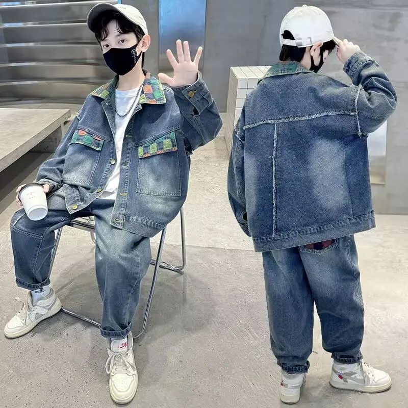 Autumn Winter Boys' Clothes Set Boys' Denim Suit Childrens jacket Trousers Boy's Fashion Clothes Two-Piece Kids Outfits 2024 New
Autumn Winter Boys' Clothes Set Boys' Denim Suit Childrens jacket Trousers Boy's Fashion Clothes Two-Piece Kids Outfits 2024 New