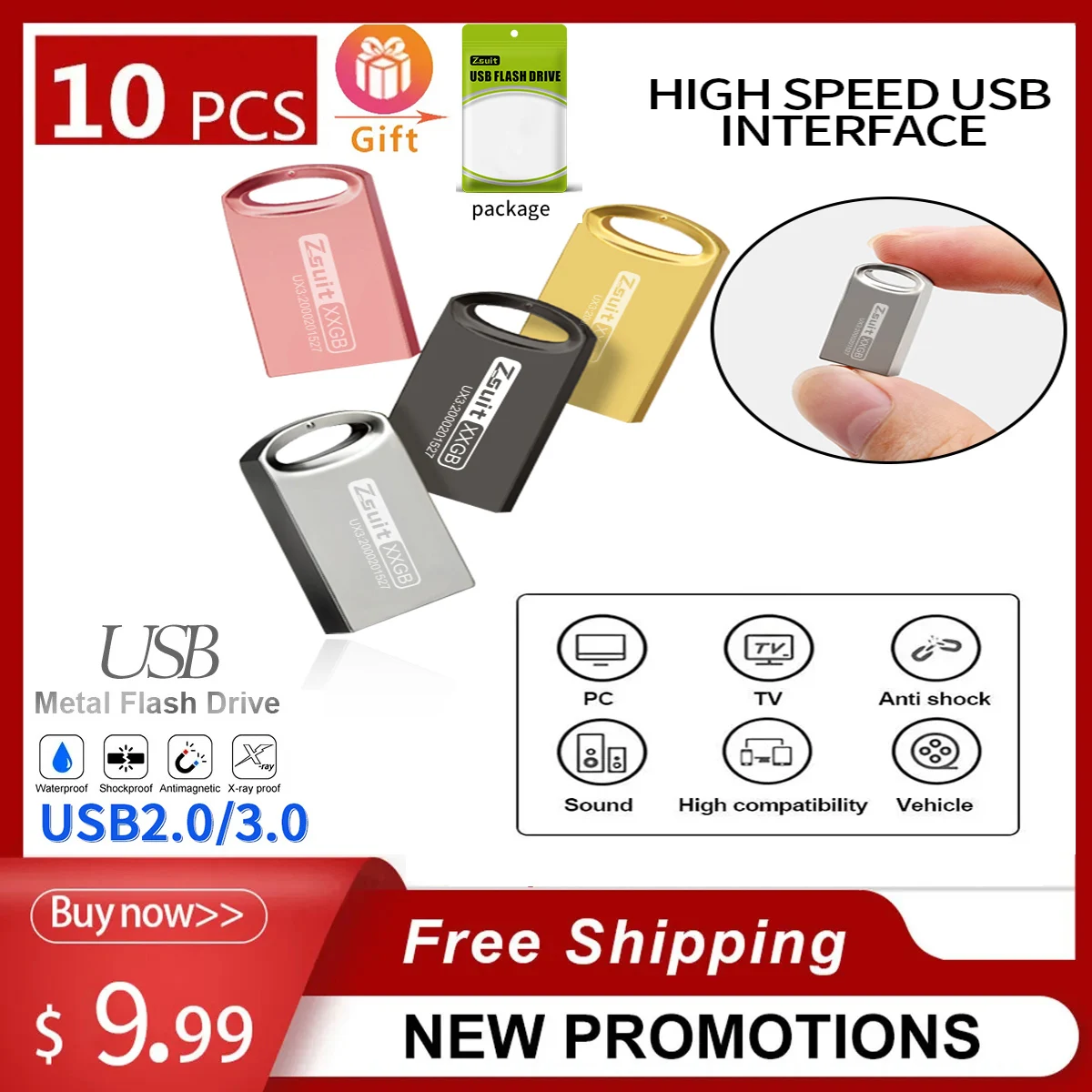 10Pcs/Lot Free Logo USB Flash Pen Drive 3.0 16GB Waterproof Pendrive 64g Memory Stick USB 2.0 Free Shipp Metal High Speed U Disk
10Pcs/Lot Free Logo USB Flash Pen Drive 3.0 16GB Waterproof Pendrive 64g Memory Stick USB 2.0 Free Shipp Metal High Speed U Disk