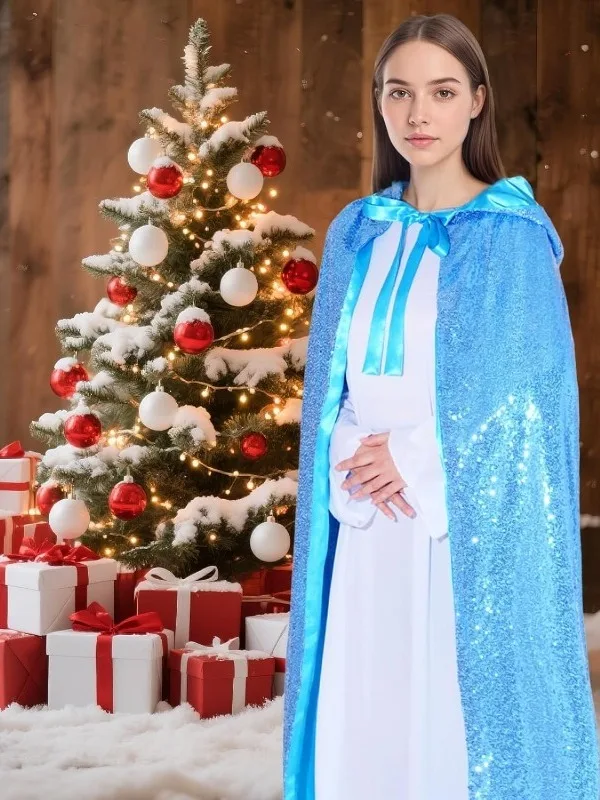 Blue Sequin Princess Costume Accessory Women's Role-play Ice Queen Elsa Halloween Cos Performance Stage Outfit Outerwear
Blue Sequin Princess Costume Accessory Women's Role-play Ice Queen Elsa Halloween Cos Performance Stage Outfit Outerwear