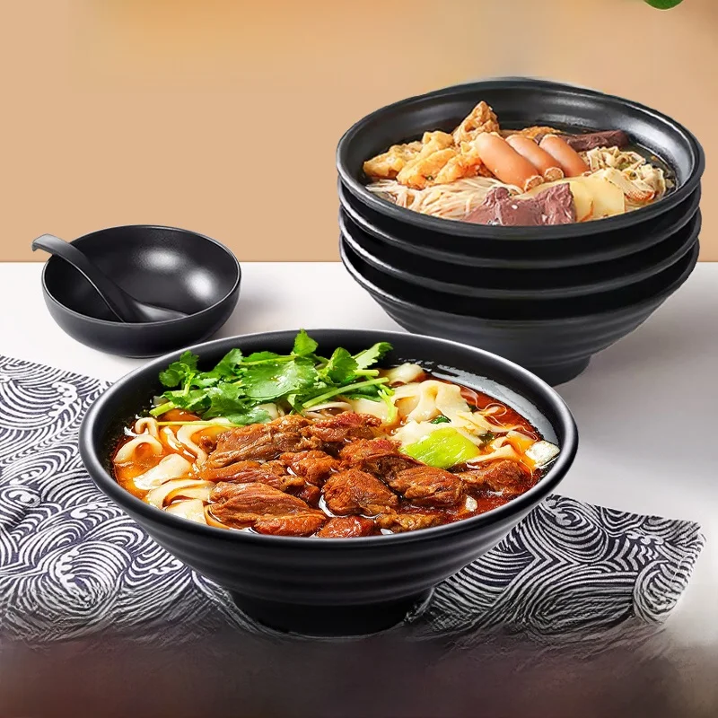 Commercial Quality Melamine Plastic Black Chinese Style Soup Bowls for Restaurant Use Large Size Noodle And Hot Pot Bowls
Commercial Quality Melamine Plastic Black Chinese Style Soup Bowls for Restaurant Use Large Size Noodle And Hot Pot Bowls