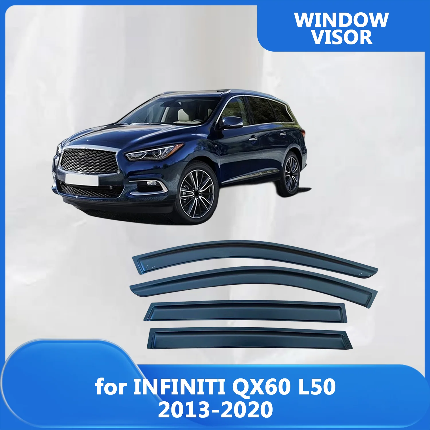 Дефлекторы окон (ветровики) для INFINITI QX60 L50 2013-2020: защита от дождя и ветра, накладки на двери, вентиляционные шторки
Дефлекторы окон (ветровики) для INFINITI QX60 L50 2013-2020: защита от дождя и ветра, накладки на двери, вентиляционные шторки