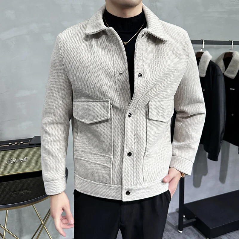 New Fashion Woolen Jackets Men Windbreaker Solid Color Slim Short Woolen Coat Winter Casual Warm Windbreaker Coat Size 3XL-M
New Fashion Woolen Jackets Men Windbreaker Solid Color Slim Short Woolen Coat Winter Casual Warm Windbreaker Coat Size 3XL-M