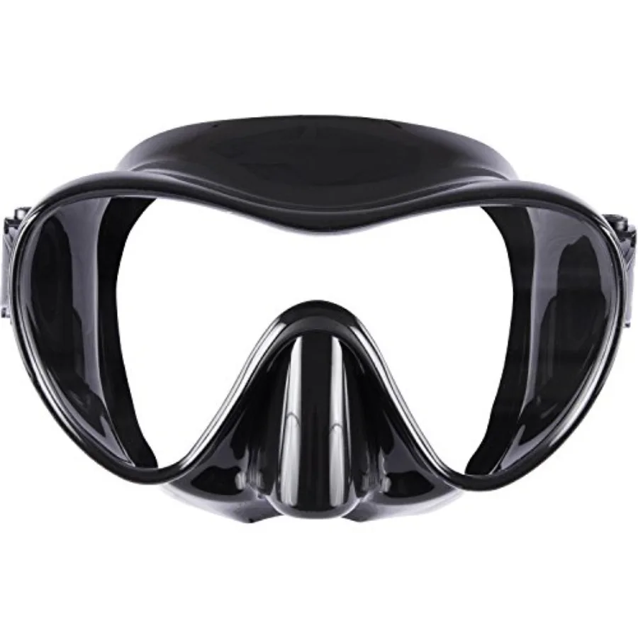 Scuba diving snorkeling frameless dive mask with single panoramic shatterproof lens polycarbonate material black color wide fie
Scuba diving snorkeling frameless dive mask with single panoramic shatterproof lens polycarbonate material black color wide fie