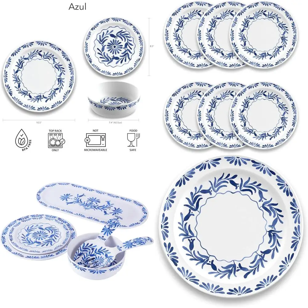 Azul Dinner Plate, 10.5-inch, e Melamine, Indoor/Outdoor, Blue and White, Set o 6
Azul Dinner Plate, 10.5-inch, e Melamine, Indoor/Outdoor, Blue and White, Set o 6