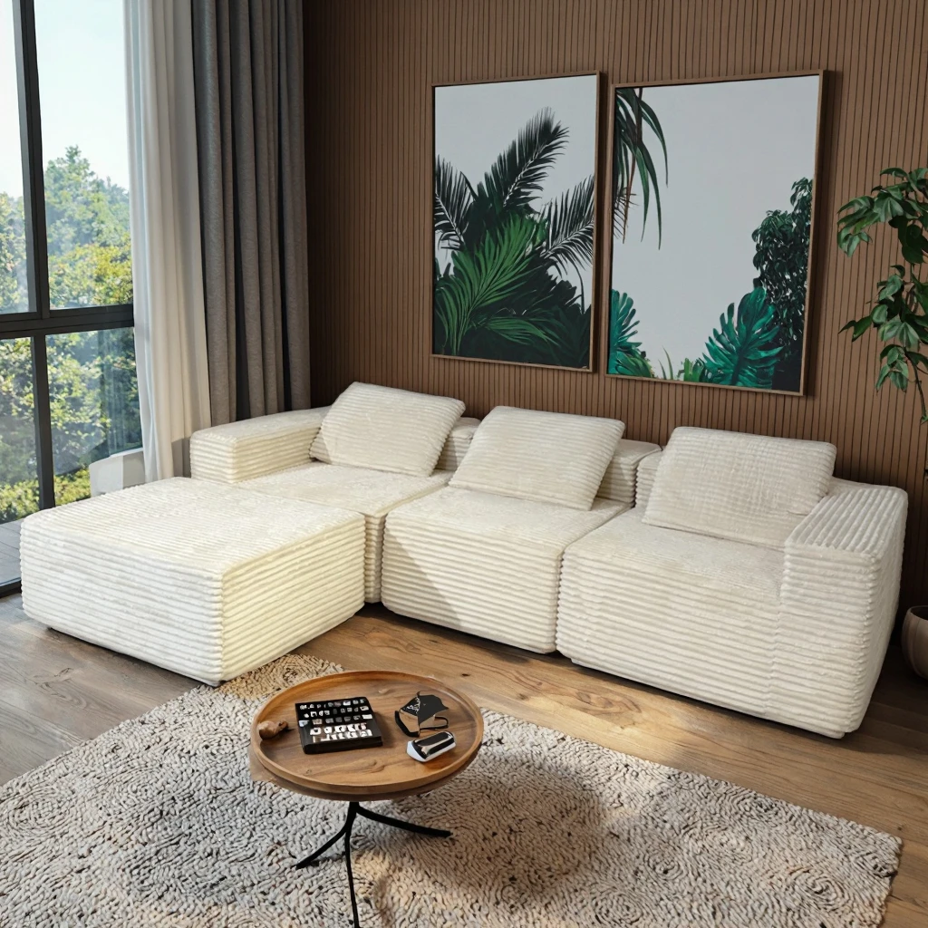 Vacuum Compressed Comfy Corduroy Fluffy Sofa Set Furniture Living Room Modular Couch Modern L Shape Sectional Sofa
Vacuum Compressed Comfy Corduroy Fluffy Sofa Set Furniture Living Room Modular Couch Modern L Shape Sectional Sofa