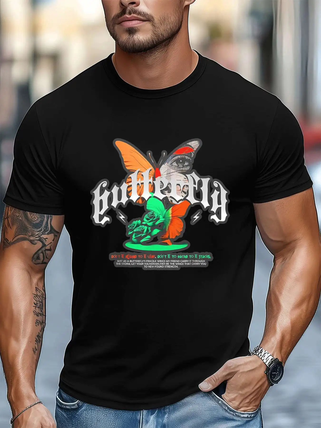 Butterfly Graphic Roses Tee Men's 220gsm New Summer Casual Crew Neck Pure Cotton Short-Sleeved T-Shirt
Butterfly Graphic Roses Tee Men's 220gsm New Summer Casual Crew Neck Pure Cotton Short-Sleeved T-Shirt