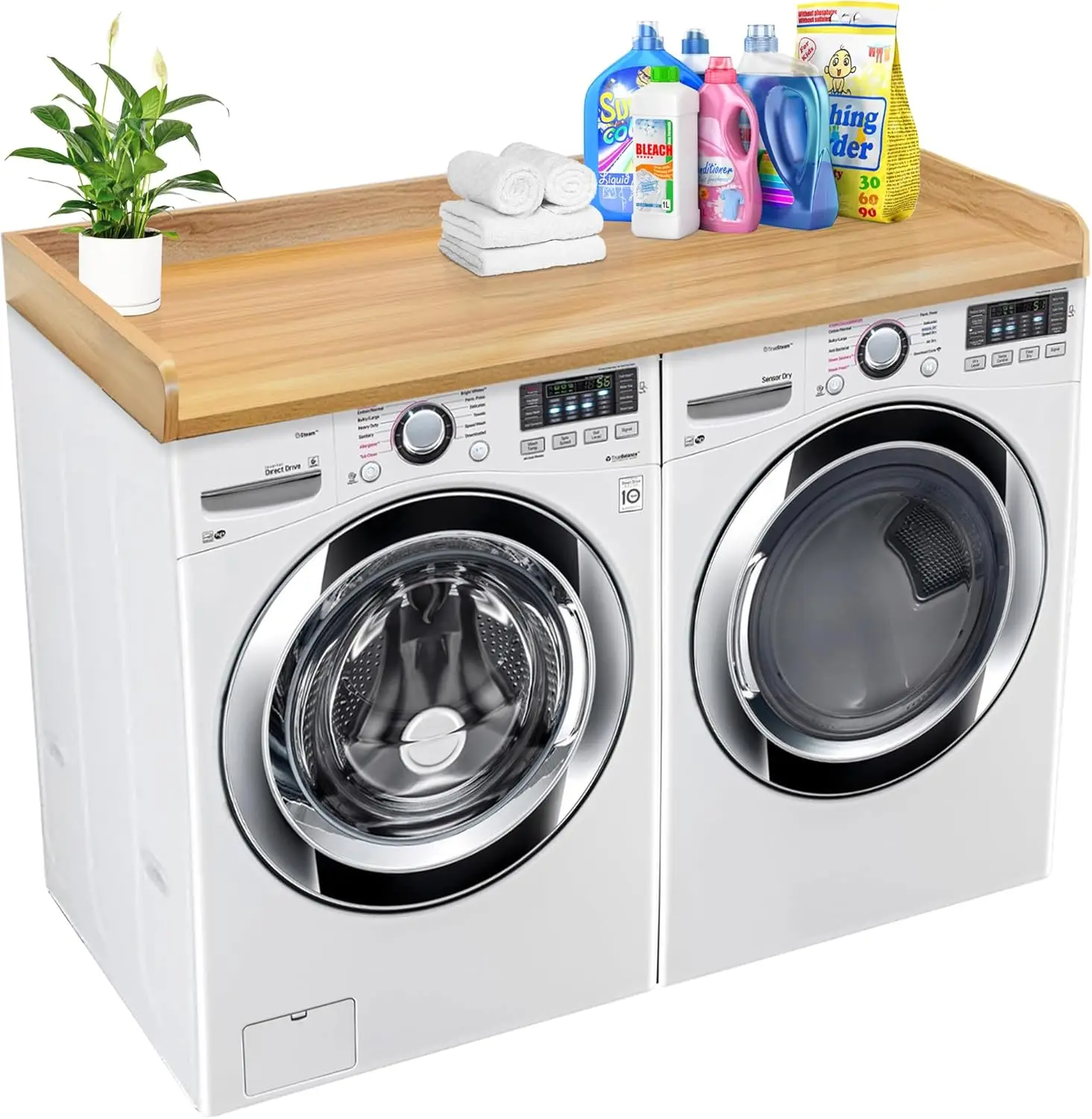 Solid Wood Laundry Countertop with Edge Rails, 54"W x 27.5D Washer Dryer Topper for Organized Laundry Room (Oak)
Solid Wood Laundry Countertop with Edge Rails, 54"W x 27.5D Washer Dryer Topper for Organized Laundry Room (Oak)