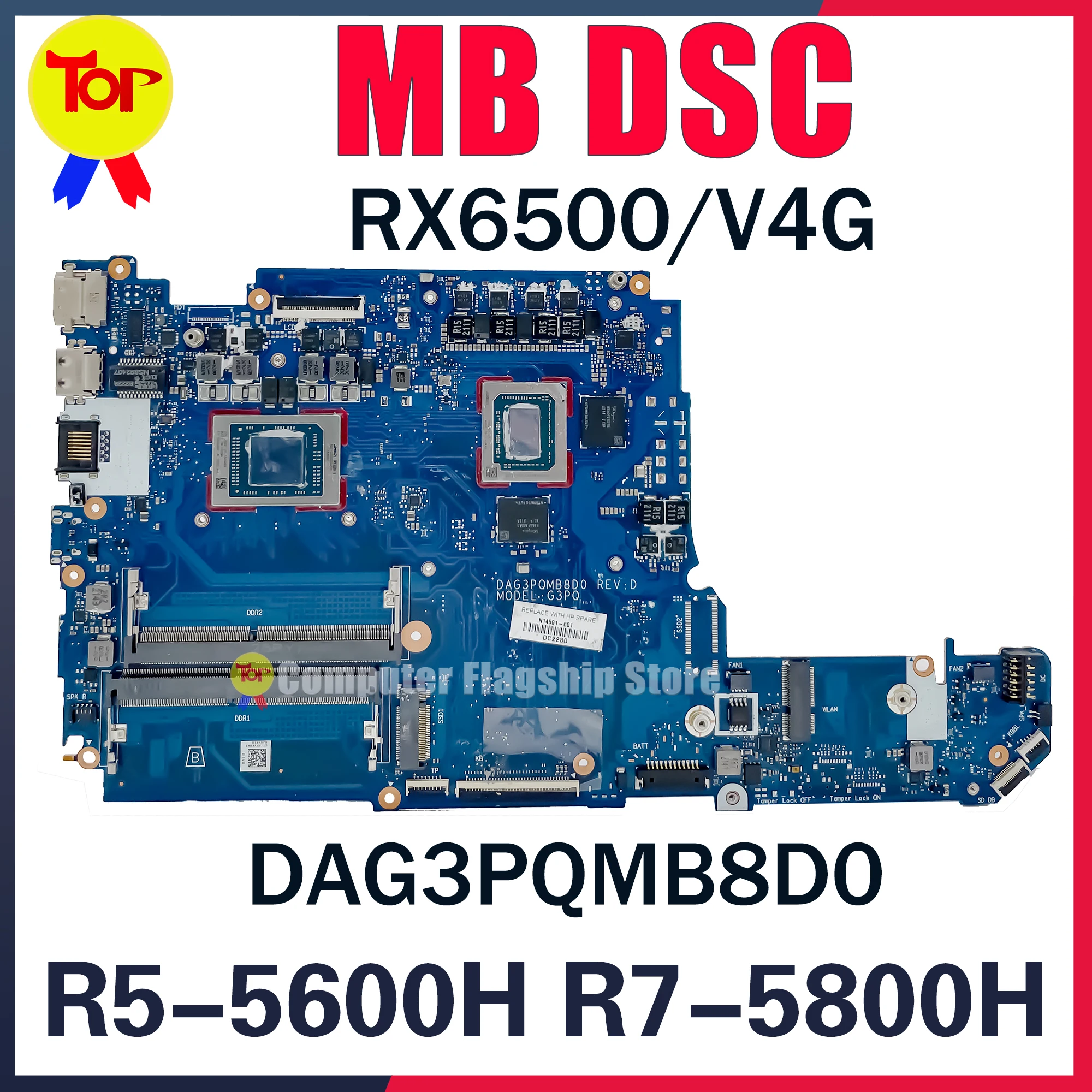 KEFU DAG3PQMB8D0 Laptop Motherboard For HP 16-A MB DSC Mainboard R5-5600H R7-5800H RX6500/V4G
KEFU DAG3PQMB8D0 Laptop Motherboard For HP 16-A MB DSC Mainboard R5-5600H R7-5800H RX6500/V4G