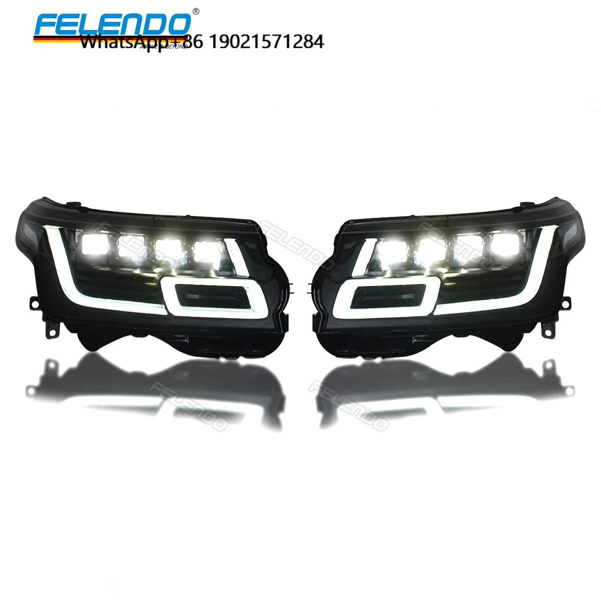 FELENDO New Product 2018-2022 Upgrade Front Light Range a Rover Vogue L405 2013-2017 Retrofit 4LED Retrofit Plug &Play Headlight
FELENDO New Product 2018-2022 Upgrade Front Light Range a Rover Vogue L405 2013-2017 Retrofit 4LED Retrofit Plug &Play Headlight