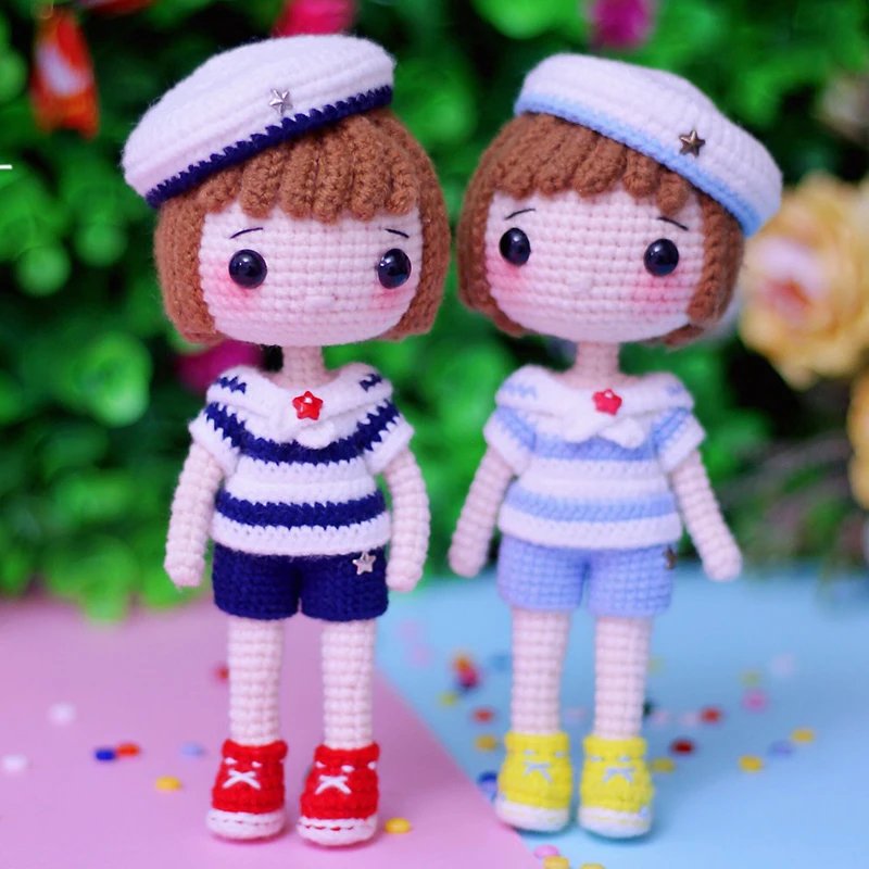 Navy girl with short hair Soft Cotton Knitting Toys Handmade Knitted Toy Quality Material finished Knit Fabric Toy birthday gift
Navy girl with short hair Soft Cotton Knitting Toys Handmade Knitted Toy Quality Material finished Knit Fabric Toy birthday gift