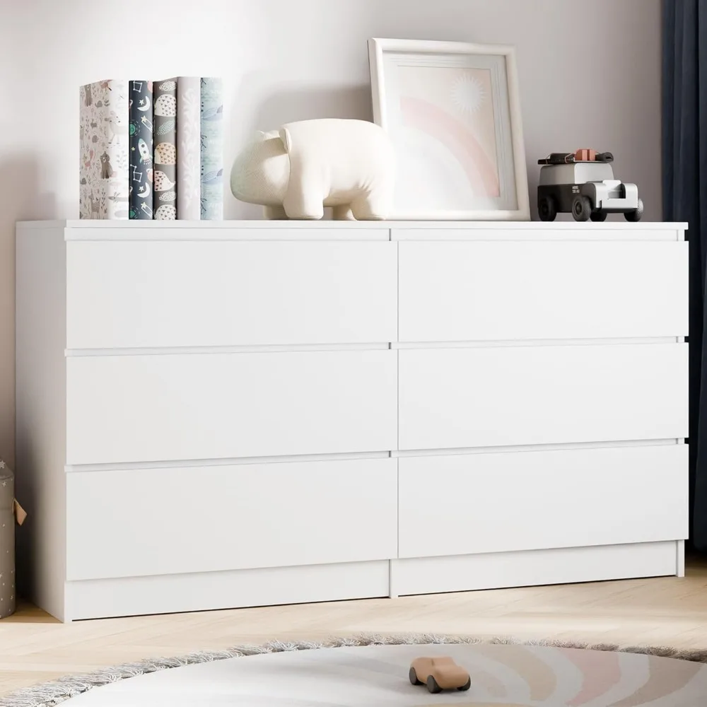 6-Drawer Storage Cabinet - 51.9" Wide Dresser with Countertop, Modern Wood Chest with Deep Drawers, Chest of Drawers
6-Drawer Storage Cabinet - 51.9" Wide Dresser with Countertop, Modern Wood Chest with Deep Drawers, Chest of Drawers