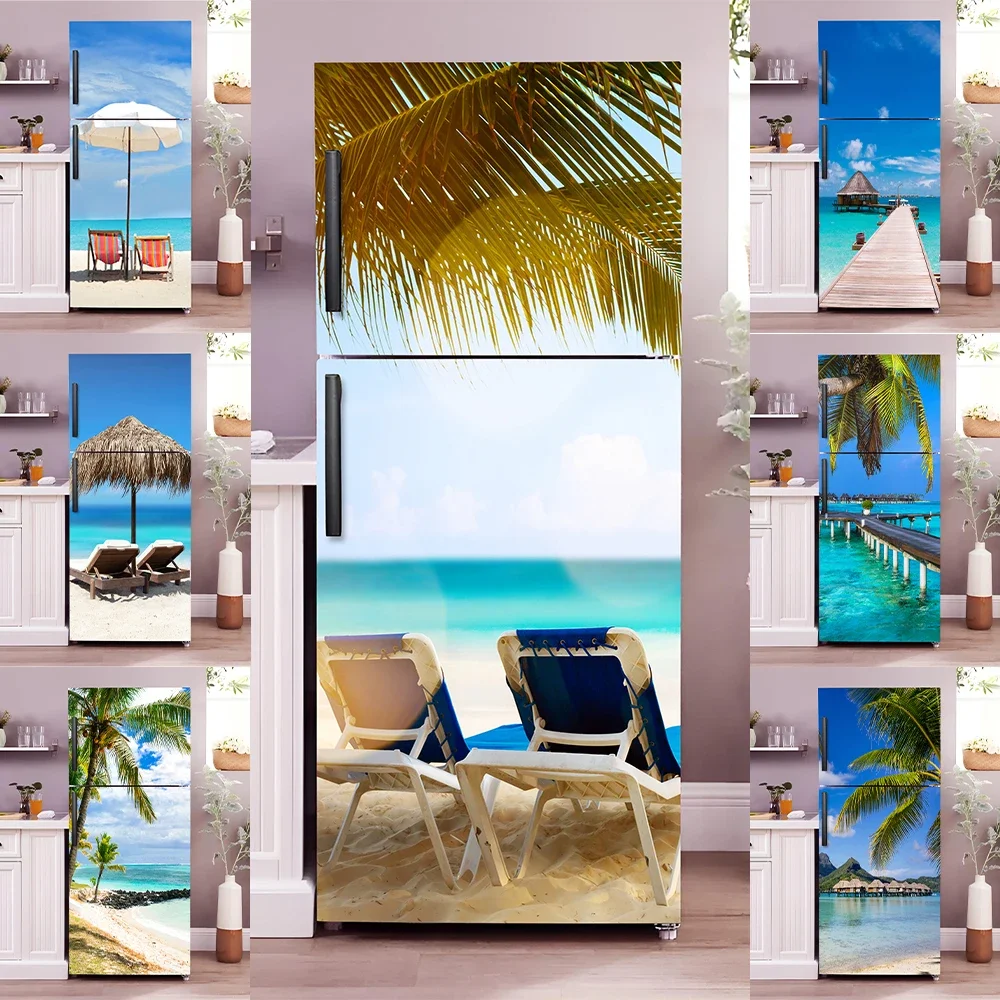 Summer Beach Chair Mural Fridge Door Wrap Cover Waterproof PVC Kitchen Wallpaper Coconut Tree Refrigerator Door Sticker Decals
Summer Beach Chair Mural Fridge Door Wrap Cover Waterproof PVC Kitchen Wallpaper Coconut Tree Refrigerator Door Sticker Decals