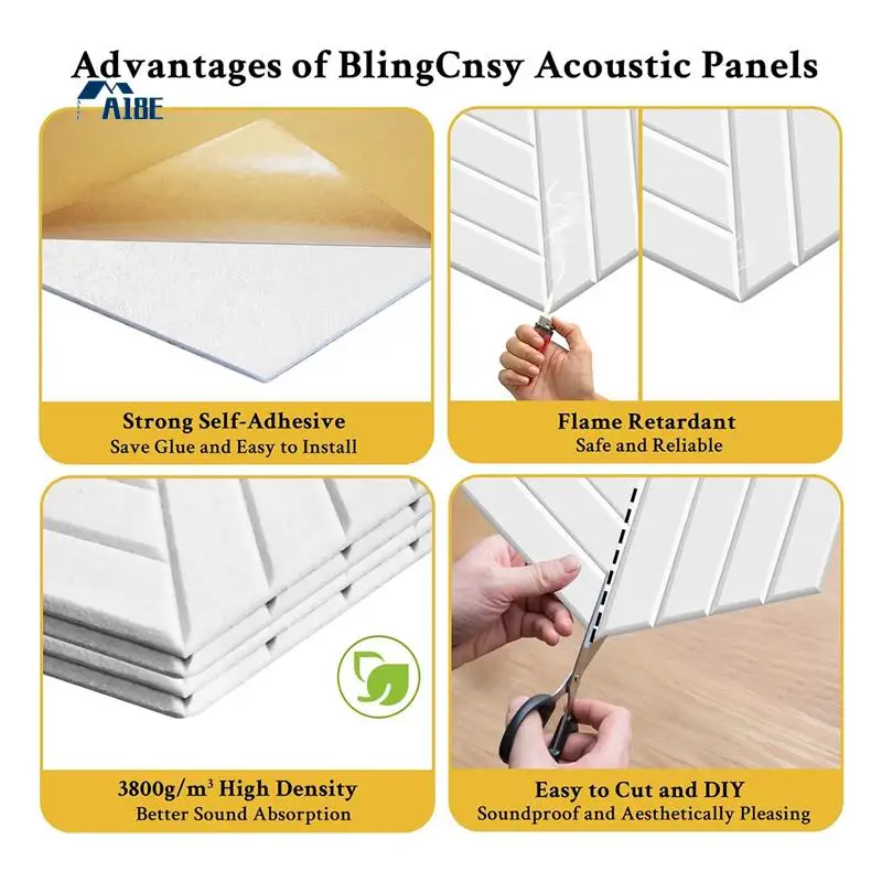 A18E-12 Pack Self Adhesive Acoustic Panels Soundproof Wall Panels,Sound Proof Foam Panels For Noise Absorbing White Easy To Use
A18E-12 Pack Self Adhesive Acoustic Panels Soundproof Wall Panels,Sound Proof Foam Panels For Noise Absorbing White Easy To Use