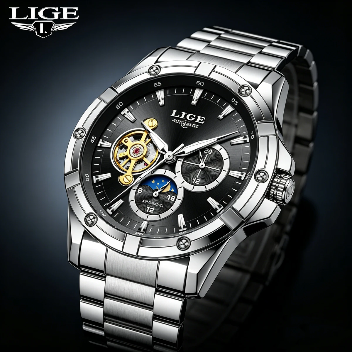 LIGE Automatic Watch For Men Fashion Business Watch Men Stainless Steel Military Sports Waterproof Men's Mechanical Wristwatches
LIGE Automatic Watch For Men Fashion Business Watch Men Stainless Steel Military Sports Waterproof Men's Mechanical Wristwatches