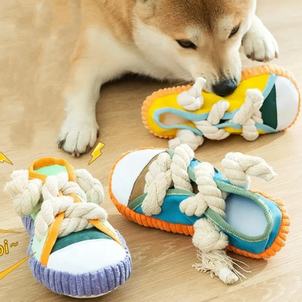 Chewing Vocalize Pet Cotton Rope Slippers with Cotton Rope Bite Resistant Pet Bite Toys Oxford Candy Color
Chewing Vocalize Pet Cotton Rope Slippers with Cotton Rope Bite Resistant Pet Bite Toys Oxford Candy Color