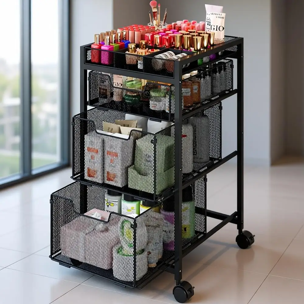 Makeup Cart Organizer with 3 Drawers, Cosmetic Display with Dividers, Mobile Skincare Storage, Versatile Vanity Organizer for Be
Makeup Cart Organizer with 3 Drawers, Cosmetic Display with Dividers, Mobile Skincare Storage, Versatile Vanity Organizer for Be