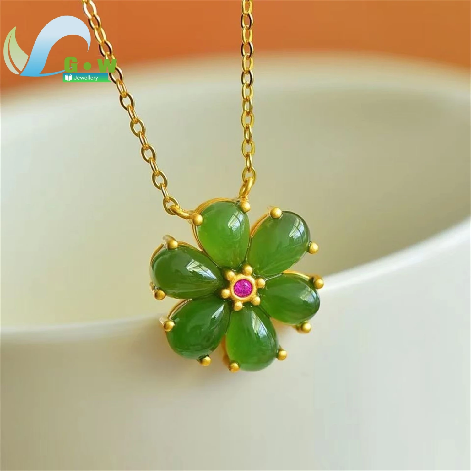 Natural Hetian Nephrite Jade Floral Pendant Adjustable Chain Handmade Minimalist Collarbone Necklace Women Jewelry Trendy Design
Natural Hetian Nephrite Jade Floral Pendant Adjustable Chain Handmade Minimalist Collarbone Necklace Women Jewelry Trendy Design