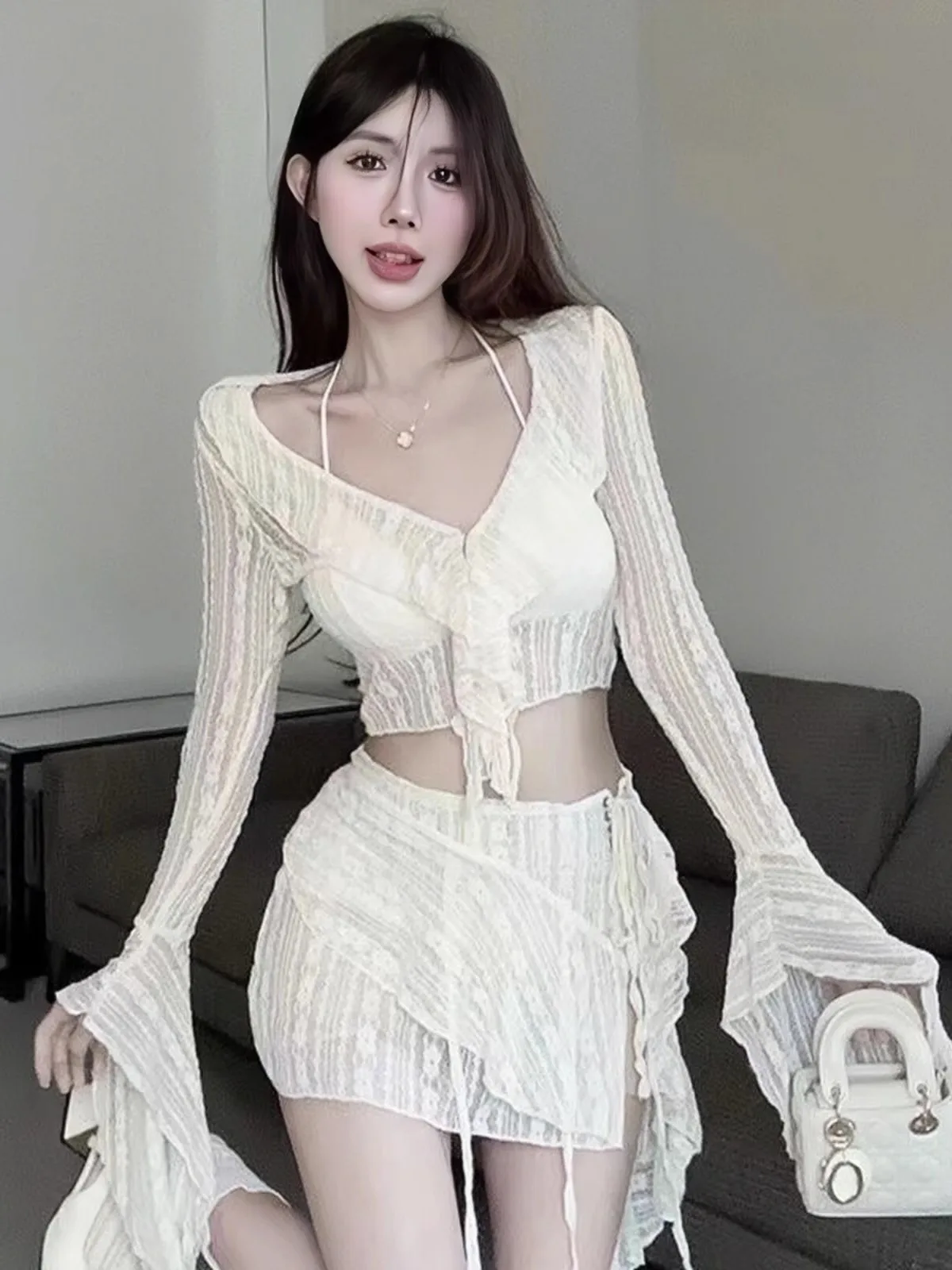 2024 New Long Sve Lace Swimsuit Four Piece Set Ele Sexy Pure Desire Small Chest Gathered Vaion Bikini Women
2024 New Long Sve Lace Swimsuit Four Piece Set Ele Sexy Pure Desire Small Chest Gathered Vaion Bikini Women