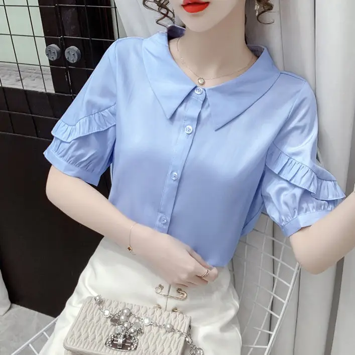New Short Sleeve T-Shirt Polo Casual Short Hand Shirt 2024 Cardigan For Women Summer Female Fashionable Chiffon Shirt Z891
New Short Sleeve T-Shirt Polo Casual Short Hand Shirt 2024 Cardigan For Women Summer Female Fashionable Chiffon Shirt Z891